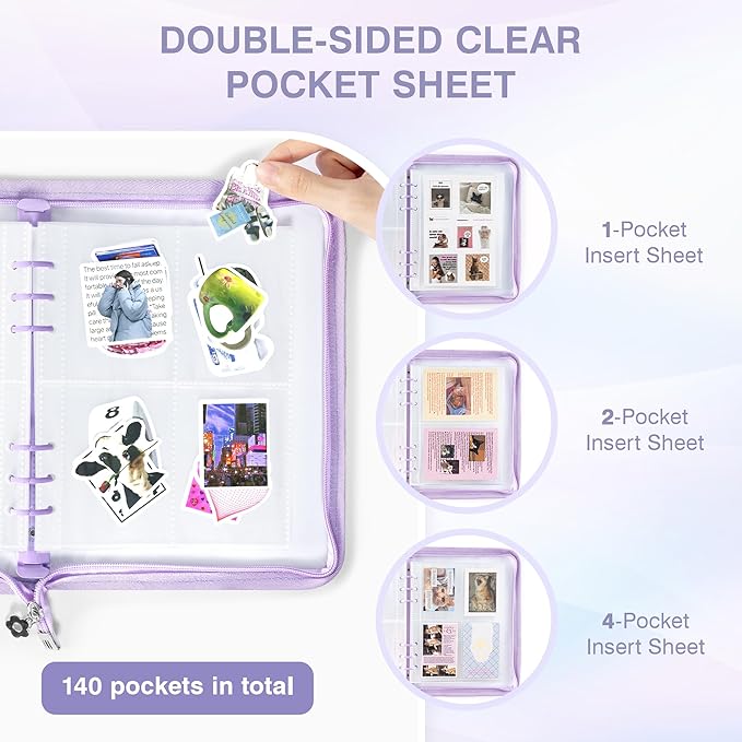 Ospelelf Sticker Organizer Binder Stickers Storage Book, Includes Transparent Pockets, Release Paper, Essential for Scrapbook Planner Enthusiasts, Purple