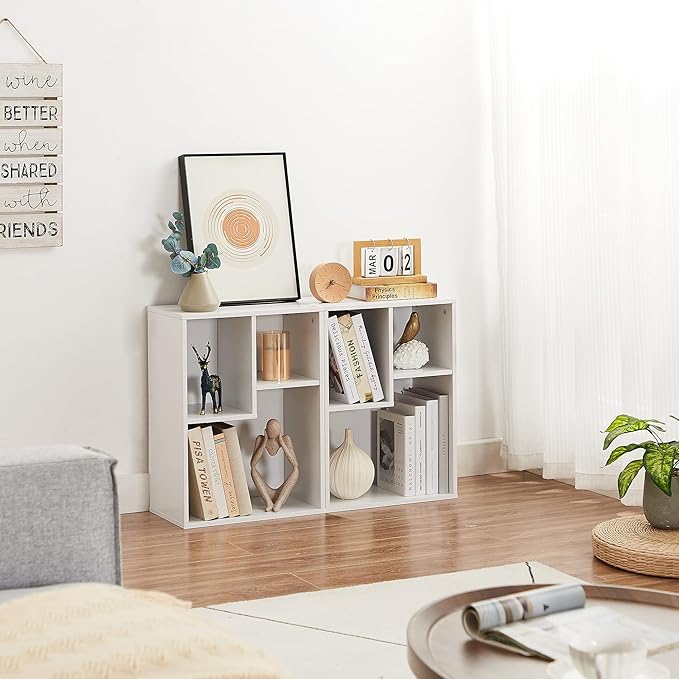 VECELO Small White Bookshelf, 3 Cube Shelf, Fits Tallest Hardcovers, Horizontal Available, Short Bookcase for Small Spaces,White