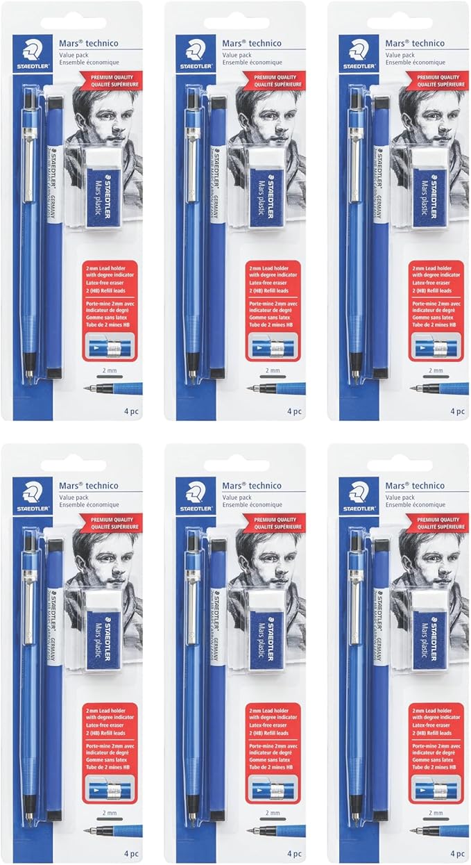 STAEDTLER Mars Technical Mechanical Pencil Set, Blue, 6 Pack