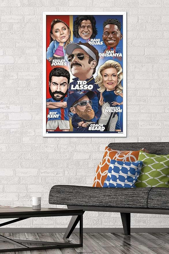Ted Lasso - Character Grid Wall Poster, 34L" x 22.4W", White Framed Version