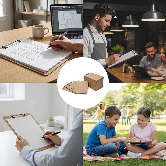 40 Pack of Clipboards Bulk Clipboards for Classroom, Office Wooden Clipboard Bulk Classroom, Standard A4 clipboard Pack Letter Size