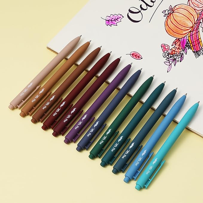 Mr. Pen- Retractable Gel Pens, 12 Pack, Dark Vintage Gel Pens Fine Point 0.7mm, Aesthetic Pens for Journaling Fine Tip Pens