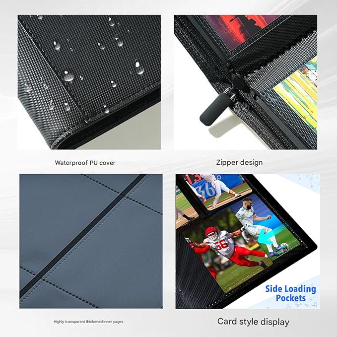 360 Card Binder - Premium Zippered 9-Pocket Trading Card Binder Side-Loading Pages for Ultimate Protection | Holds TCG, MTG, Sports Cards (Sky Blue)