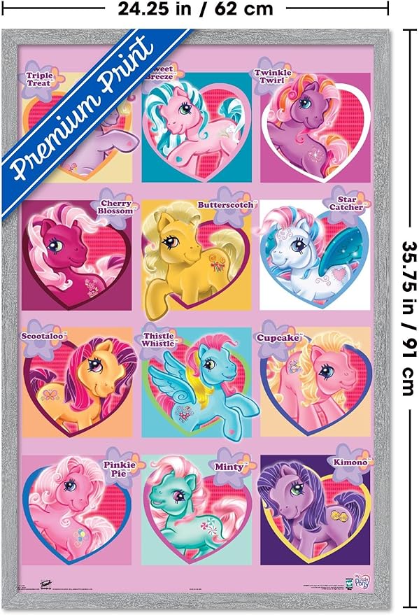 Hasbro My Little Pony - Chart Wall Poster, 34L" x 22.4W", Gray Framed Version