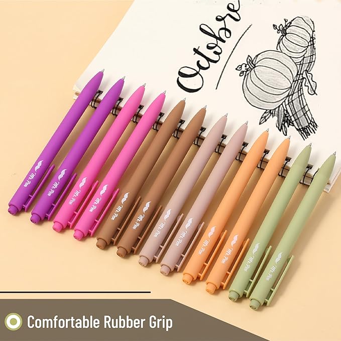Mr. Pen- Retractable Gel Pens, 12Pack, Black Ink, Late Harvest Color Barrel Gel Pens Fine Point 0.5mm, Gel Ink Pens, Aesthetic Pens for Journaling Fine Tip Pens
