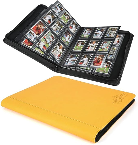 Toploader Binder,Toploader Hard Cases, 9-Pocket Pages Sleeves Hold up 288 Cards.Toploader Card Binder with Sleeves for “3×4” rigid，Card Holder(yellow1)