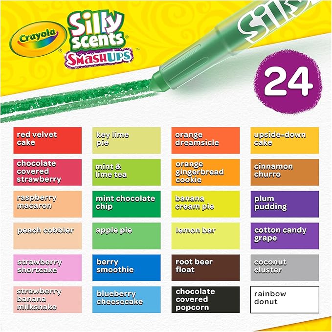 Crayola Silly Scents Smash Ups Mini Twistables Scented Crayons, 24 Count