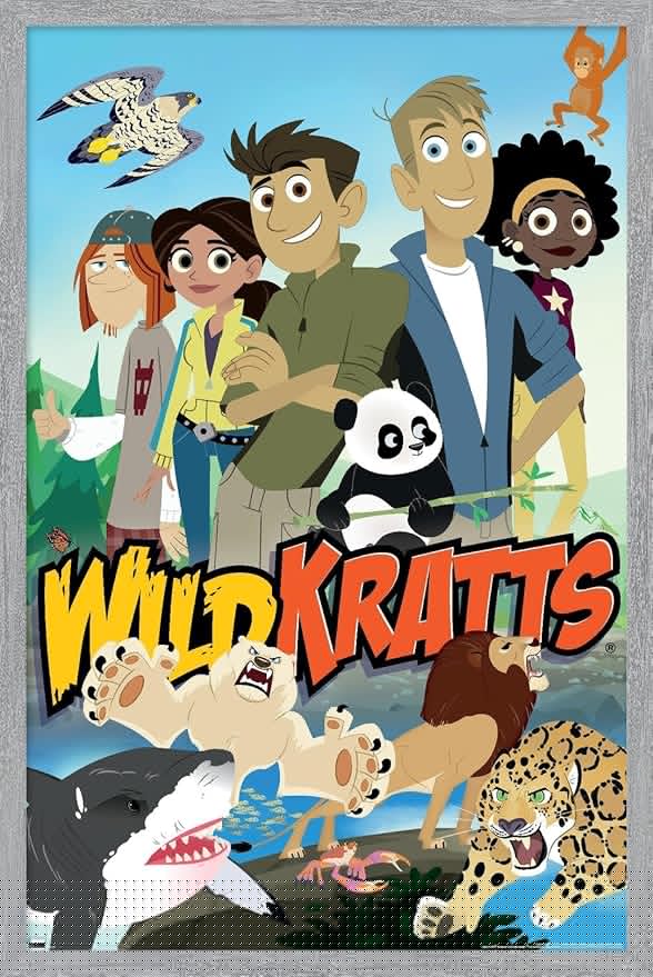 Wild Kratts - Group Wall Poster, 22.4L" x 14.7W", Gray Framed Version