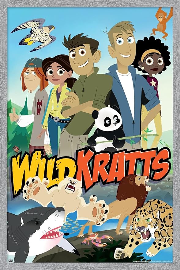 Wild Kratts - Group Wall Poster, 34L" x 22.4W", Gray Framed Version