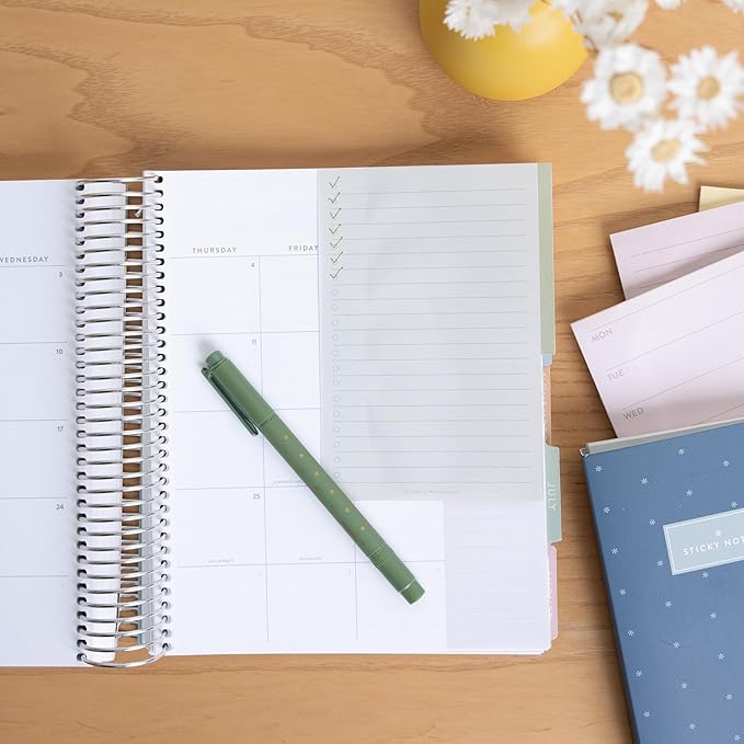 Erin Condren Earth Tones Functional Tabbed Sticky Notes Booklet, 7 Section Productivity Sticky Notes Set with 140 Total Sheets for Planning, Organization, and Note-Taking