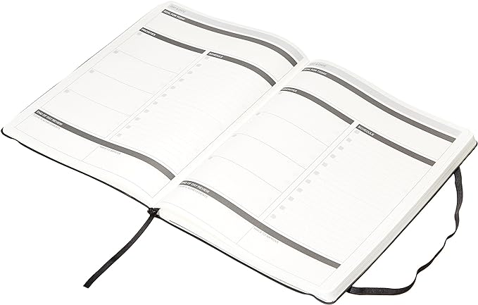 Amazon Basics Daily Planner and Journal, Weekly and Monthly, Productivity, Goal Setting, Organize Tasks, Soft Cover, 8.5" x 11", Black