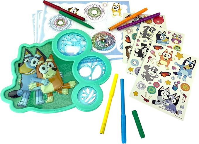 Spirograph Cyclex Set Bluey Drawing Kit, Arts and Crafts, Bluey Toys, Art Supplies, Stickers for Kids, Spiral Art, Markers, Design Sheet Included, Ages 5+