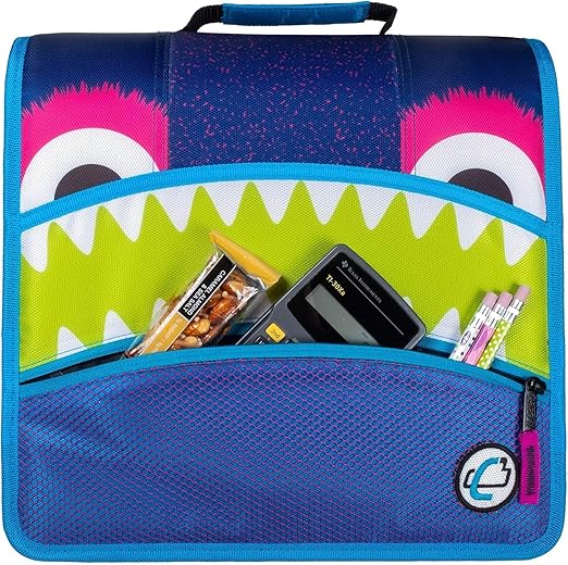 Case-it Binder, 3 Inch O-Rings, 600 Sheet Capacity | Mighty Zip Tab | 5 Color Tabs | Multiple Pockets | Shoulder Strap