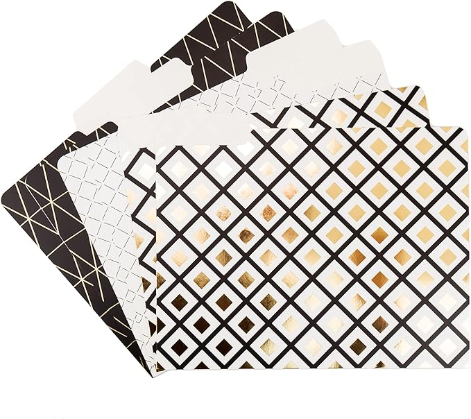 U Brands Fashion File Folders, 1/3-Cut Tabs in Assorted Positions, Letter Size, Office Supplies, 6 Count (Classic)