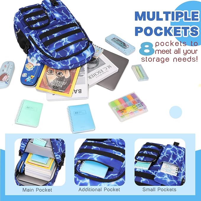 Camo Backpack for Boys, Tactical Boys Backpack for School, Kids Backpack With Lunch Box Pencil Case USB Charging Port Military Army Schoolbags for Boy Teens Kids Elementary Middle High School