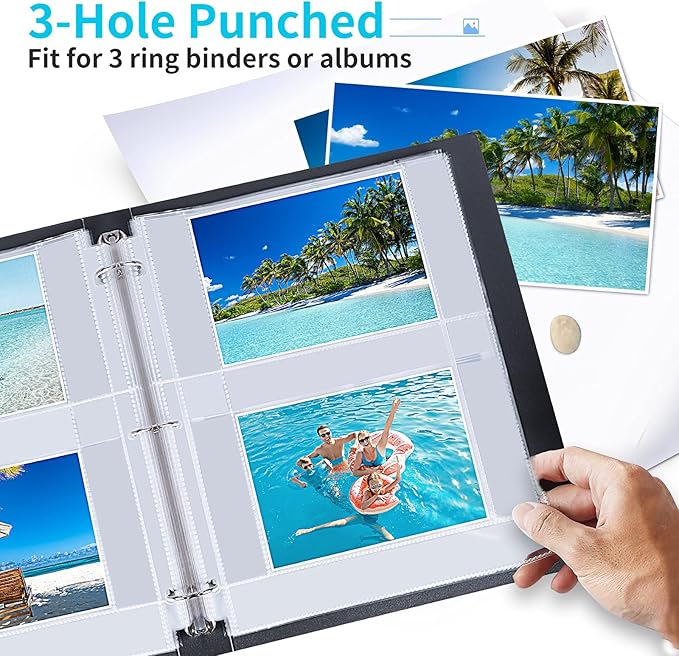30 Pack Photo Sleeves for 3 Ring Binder - (4x6, for 120 Photos), Archival Page Protectors, Clear Plastic Refill Pages, Postcard Sleeves, Acid-Free