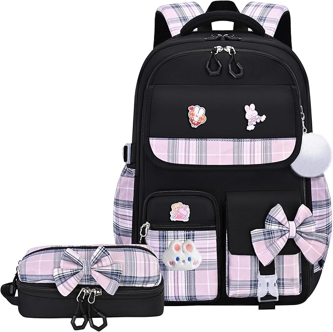 Girls Backpack,Kids School Backpack With Lunch Box Pencil Case Set,Cute Childrens Schoolbag For Girls