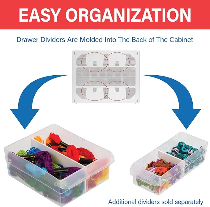 Akro-Mils 44-Drawer Plastic Drawer Storage Cabinet for Garage Organization, Bead Organizer, Building Bricks Storage, Teacher Toolbox, Makeup Organizer, 20" W x 6" D x 16" H, 10144 Yellow