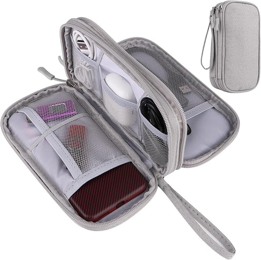 JIAKAI Travel Cable Organizer - Electronics Accessories Bag(Double Layer - Grey)