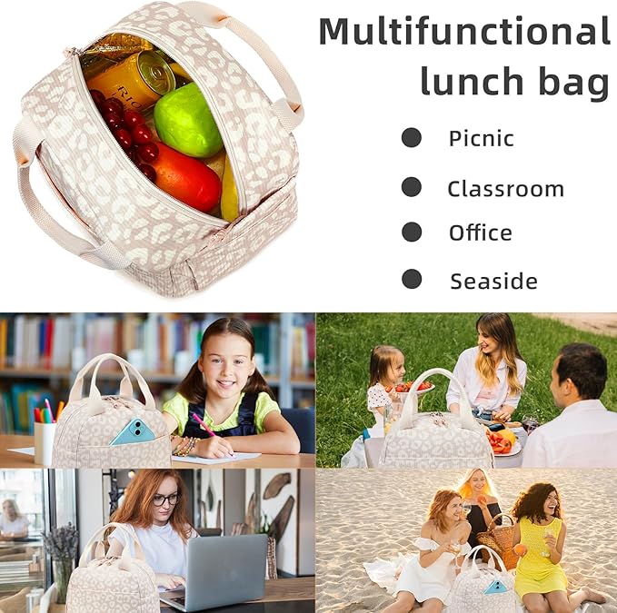 LEDAOU Lunch Box for Women Insulated Lunch Bag Corduroy Lunch Tote Bags Leakproof Cooler Lunch Case for Travel Work Picnic