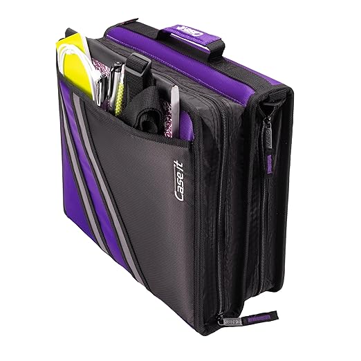 Case-it The Z Shape Zipper 6 Piece Casepack - Two s in One - Double Sided 1.5 Inch D-Ring - Multiple Pockets - 500 Page Capacity - Comes with Shoulder Strap, Deep Purple, Z-176, 6 Piece casepack