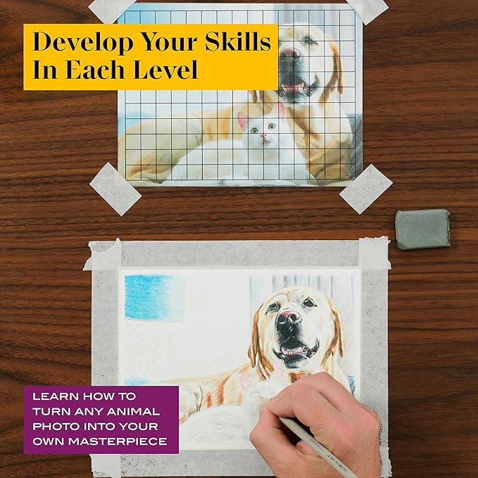 Prismacolor Technique, Art Supplies and Digital Art Lessons, Animal Drawings Set, Level 3, Includes Artist Roll Case, Dog, Cat & Pet Lesson, 28 Count