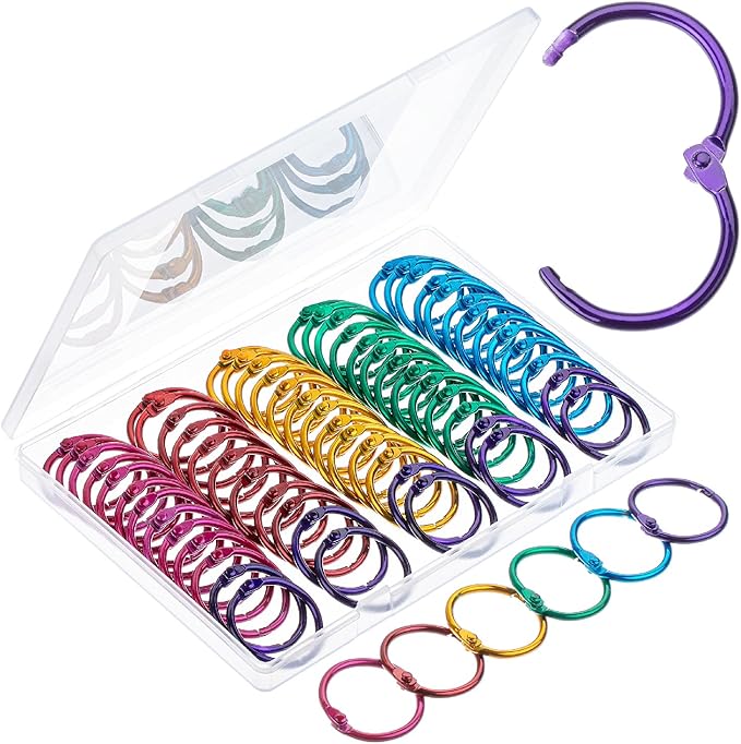 Mr. Pen- Loose Leaf Binder Rings, 72 Pack, Assorted Colors, 1 Inch, Metal, Small