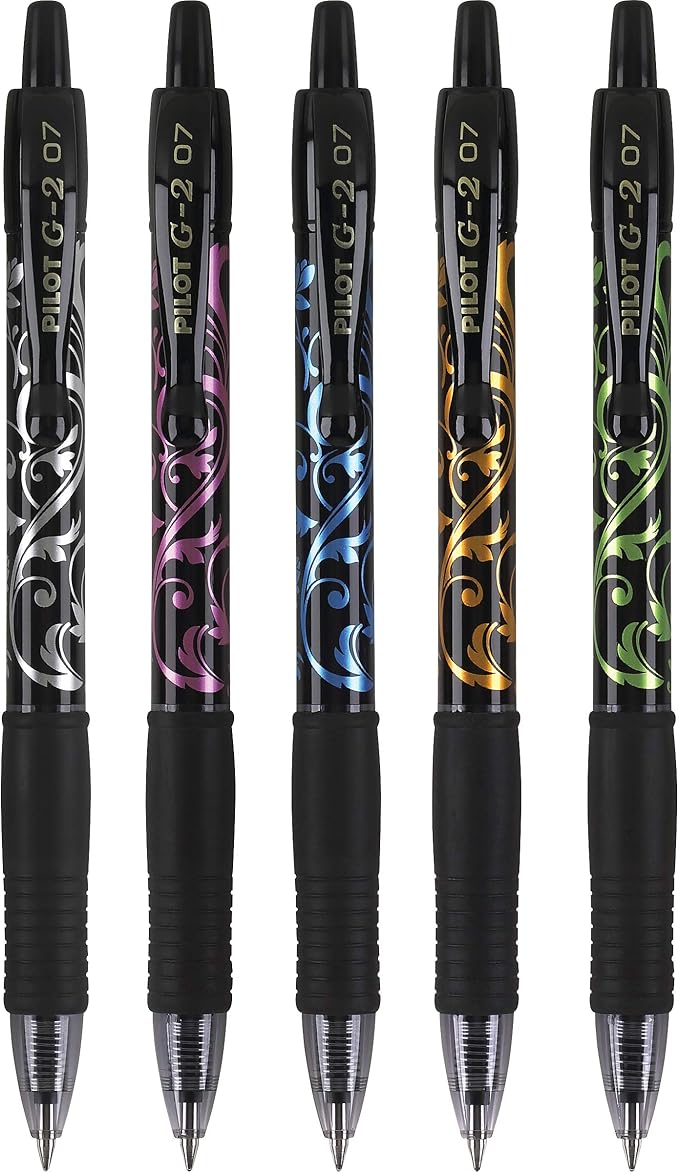 Pilot, G2 Premium Gel Roller Pens, Fine Point 0.7 mm, Fashion Collection, Black, Pack of 10