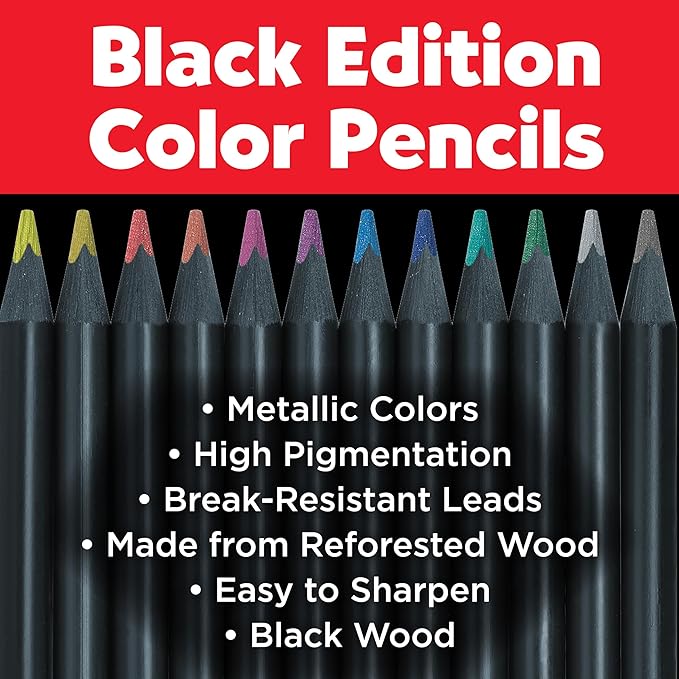 Faber-Castell Black Edition Colored Pencils, Metallic, Easter Basket Stuffer Supplies