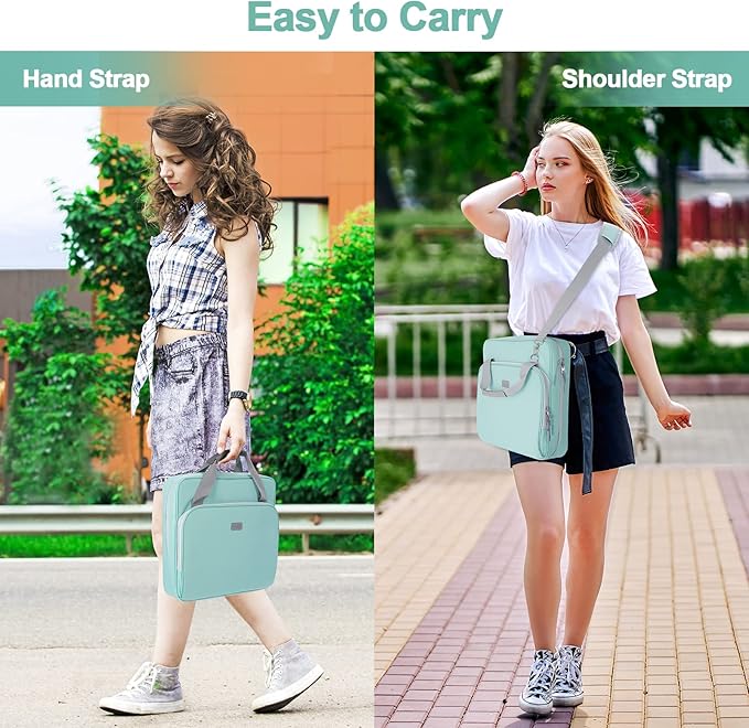 3 Ring Zipper Binder 2 Inch with Shoulder Strap 500 Sheet Capacity & Multi-Pockets for School and Office Binder Organizer, Compatible with 13-Inch MacBook/Tablet (Patent Design Light Blue)