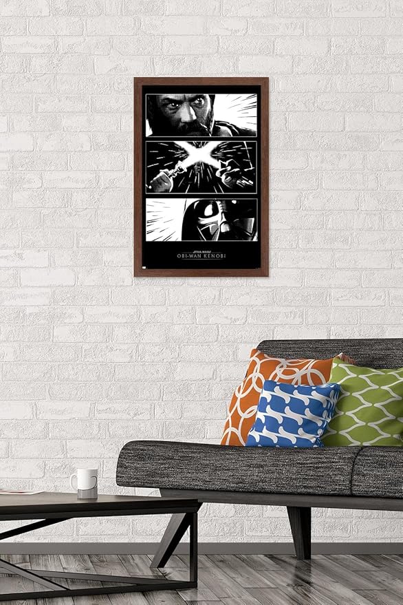 Trends International Star Wars: Obi-Wan Kenobi - Panels Wall Poster, 14.725" x 22.375", Mahogany Framed Version
