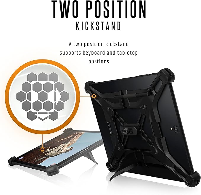 URBAN ARMOR GEAR [UAG] Rugged Exoskeleton Universal Android Tablet Case [Black] with Stand and Pen Holder for 9 & 10-inch Tablets Including Galaxy Tab S3, Tab S2, Tab A, Tab E & More