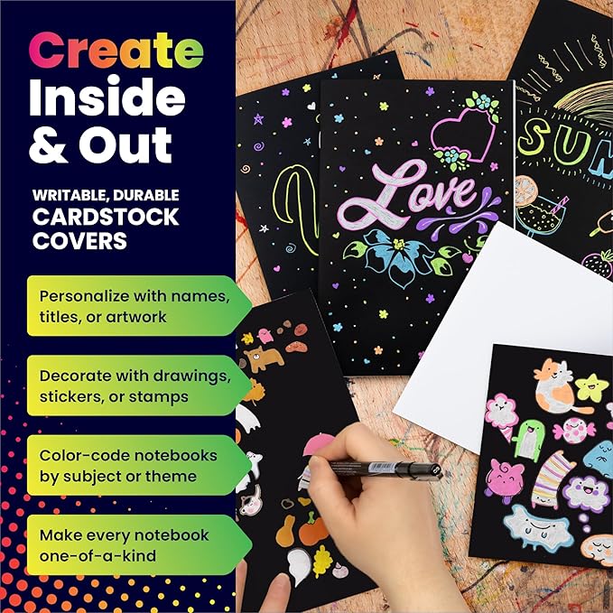 Hygloss Blank Books - Bulk 10 Pack – 4.25" x 5.5" A6 Black Paperback Blank Books for Kids to Write Stories, Doodle, Arts & Crafts – Plain Drawing Sketchbook, Unlined Journal, Notebook Without Lines