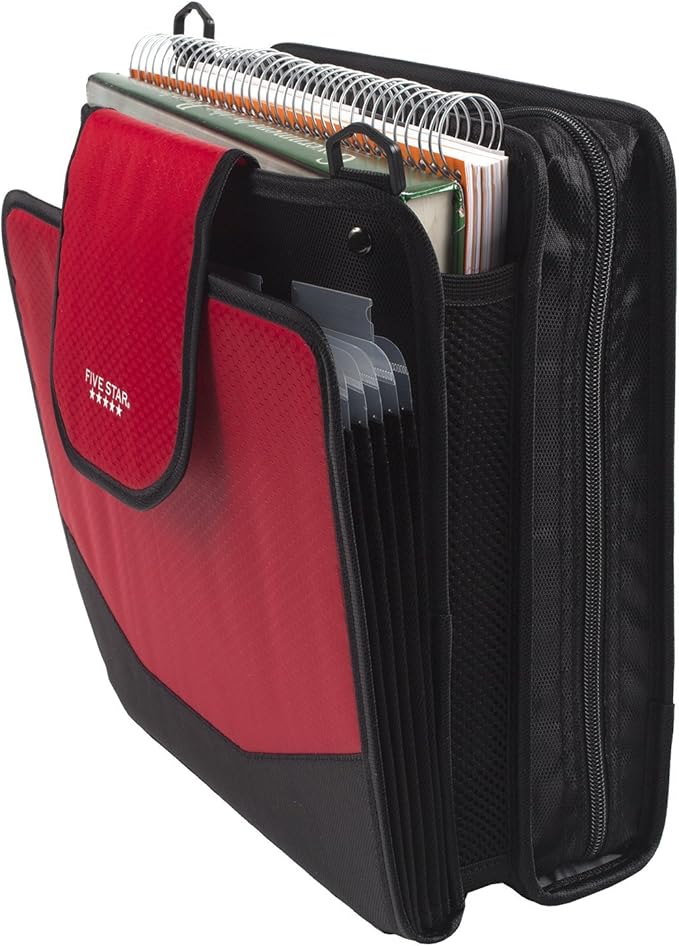 Five Star Sewn Zipper Binder, Fabric, 2 Inch 3 Ring Binder With 4 Inch Capacity, Assorted Colors, Color Selected For You, 1 Count (Pack of 1)