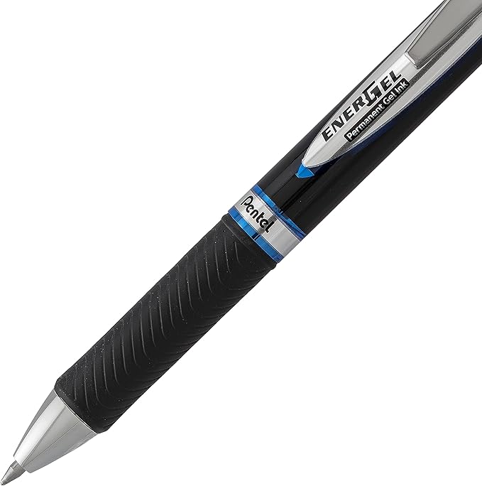 Pentel EnerGel Pro Permanent Gel Ink Pen, (0.7mm) Assorted Colors, 3 Pack (BLP77BP3M), black/red/blue