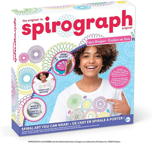 Spirograph Fabric Designer Spiral Art You Can Wear, Kids Toys, Drawing Kit, Classic Gear Design Kit, Fabric Pens, Ages 6+