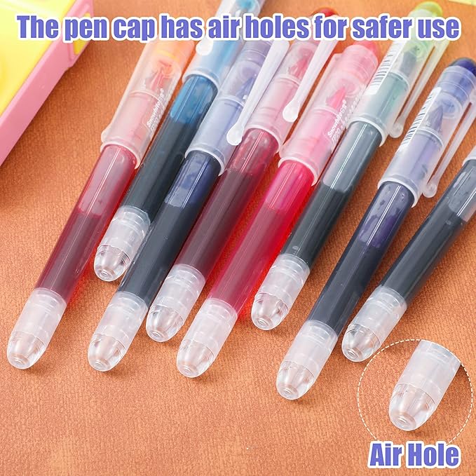Clabby 12 Pieces Disposable Fountain Pens, Quick-Drying Ink Pen, Smooth-Writing Multicolor Art Supplies for Sketching, Journaling, Calligraphy and Doodling (Mixed Colors)