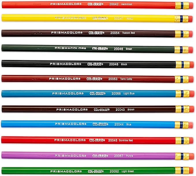 Prismacolor Col-Erase Erasable Colored Pencils, Adult Coloring, 12 Pack
