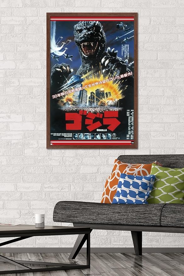 Trends International Godzilla - The Return Of Godzilla One Sheet Wall Poster, 34L x 22.4W, Mahogany Framed Version