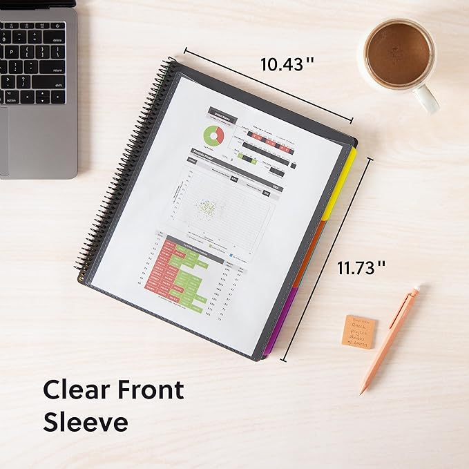 Smead 12 Pocket Poly Project Organizer,Letter Size,1/3-Cut Tab,Gray with Bright Colors (89207),(Pack of 10)