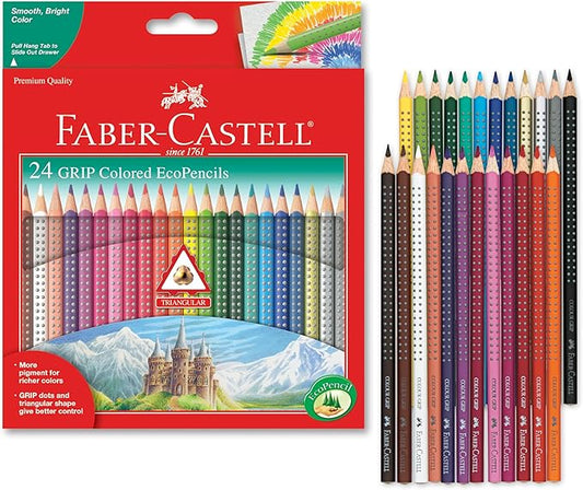 Faber-Castell Grip Colored EcoPencils - 24 Pack Colored Pencils, Pre-Sharpened