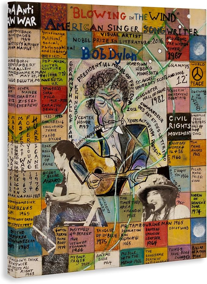 Stupell Industries Bob Dylan Collage Canvas Wall Art Design by Sabin, 16 x 20