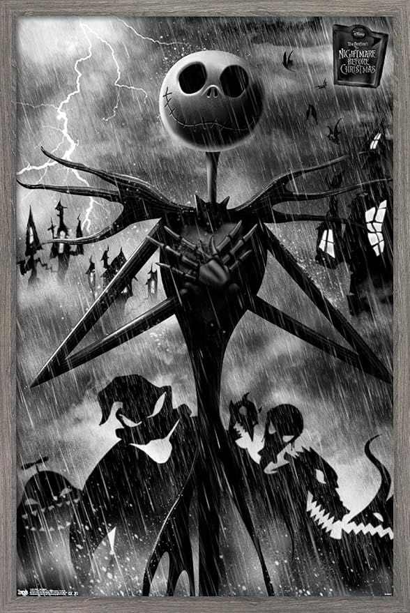 Trends International Disney Tim Burton's The Nightmare Before Christmas - Shadows Wall Poster, 22.4L x 14.7W, Barnwood Framed Version