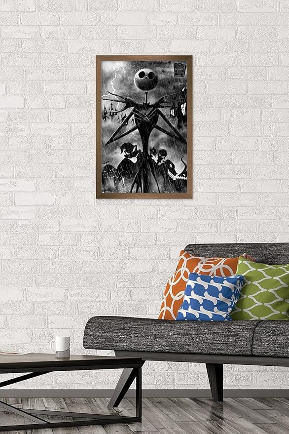 Trends International Disney Tim Burton's The Nightmare Before Christmas - Shadows Wall Poster, 22.4L x 14.7W, Bronze Framed Version
