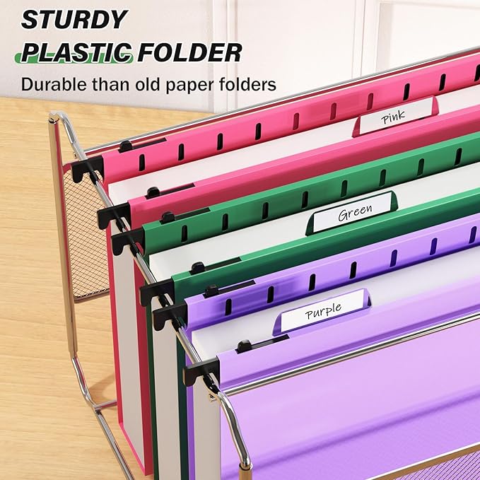 Ansook Legal Size Hanging File Folder Extra Capacity,Heavy Duty 2" Expandable Hang Folder with Tabs,12 Pack Reinforced File Cabinet Folders,Plastic Hanging File Organizer for File Frame Box