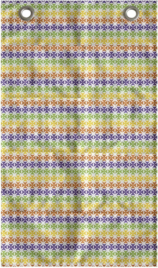 Ambesonne Colorful Hanging Pocket Organizer, Layout of Mini Triangular Motifs Horizontally Aligned, Printed Polyester Storage Bag with Pockets, 21" x 31", Violet Lime Green