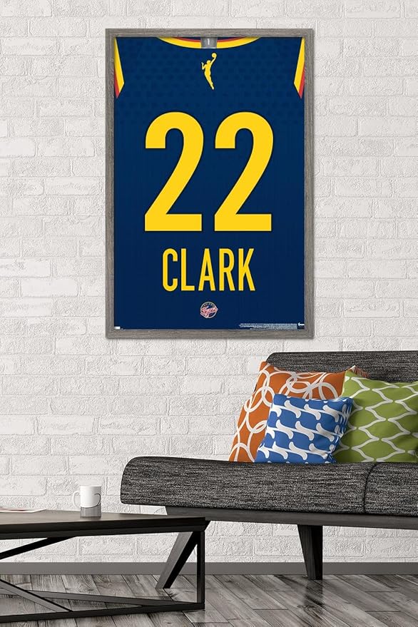 WNBA Indiana Fever - Caitlin Clark Jersey Wall Poster, 34L" x 22.4W", Barnwood Framed Version