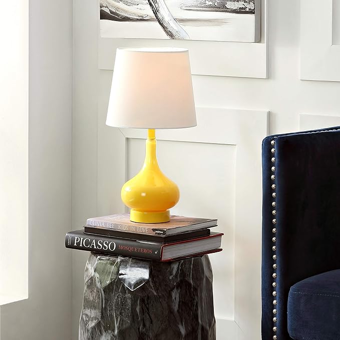 Safavieh Kids Lighting Collection Amy Yellow Gourd 18-inch Bedroom Living Room Home Office Desk Nightstand Table Lamp (LED Bulb Included)