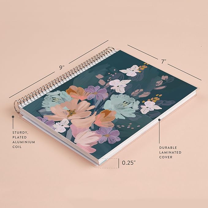 Erin Condren Lined 7x9 Bold Blooms Cover Notebook Spiral Bound Journal for Writing, and Note Taking, Premium Paper, Stylish Floral Cover, Perfect for School, Office, and Creative Planning