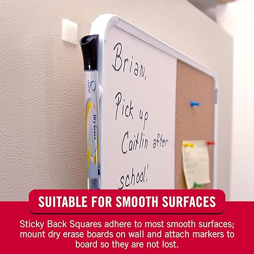 VELCRO Brand Mounting Squares | Square Dots with Adhesive 200pk, 7/8" White | Sticky Back Hook and Loop for Teacher Supplies, Office Organization (30705)